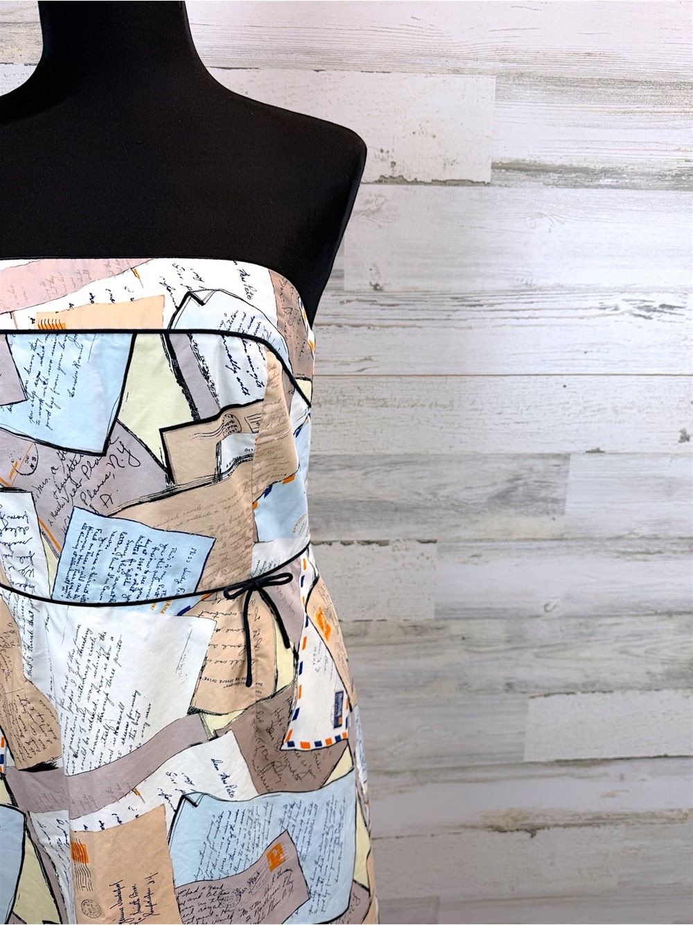 J.Crew Strapless Letter Print Dress Size 6 Cotton A-Line Mini Preppy Chic - Picture 8 of 13